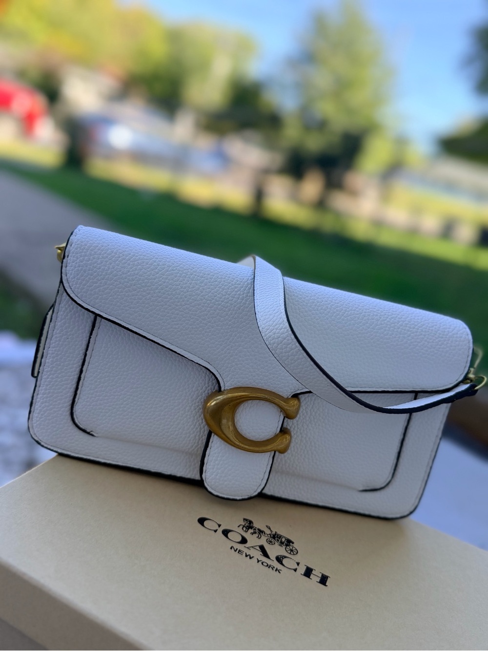 Coach Crossbody Bag in White with Gold Hardware